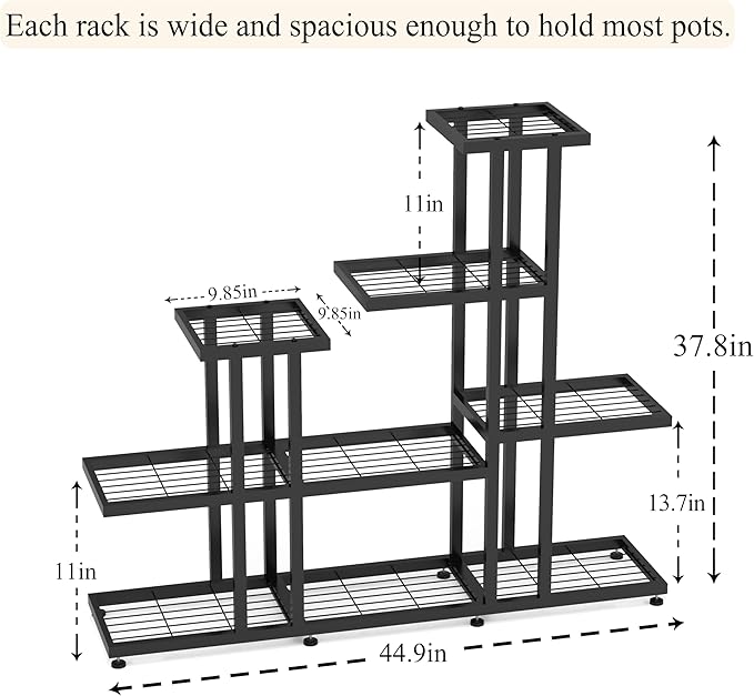 Plant Stand Indoor Corner Plant Stand Window Sill Plant Shelf for Bonsai Tree Live Plants Indoor Outdoor Metal Flower Rack for Apartment Decor Patio Decor, (6-Tier 16 Potted)