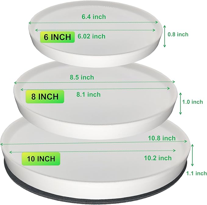 Yukfona Ceramic Plant Saucer Pot Tray 6、8、10 Inch White, Planter Saucers for Indoors Outdoor, Durable Sturdy Flower Drainage drip Water Tray for Glazed Pots Base
