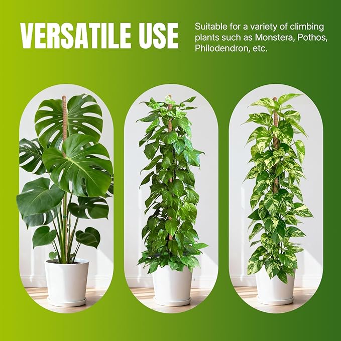 Mcbazel 59'' Bendable Moss Pole, Monstera Plant Support, Coco Coir Moss Poles for Climbing Plants, Stakes for Indoor Plant, Accessories for Monstera Pot