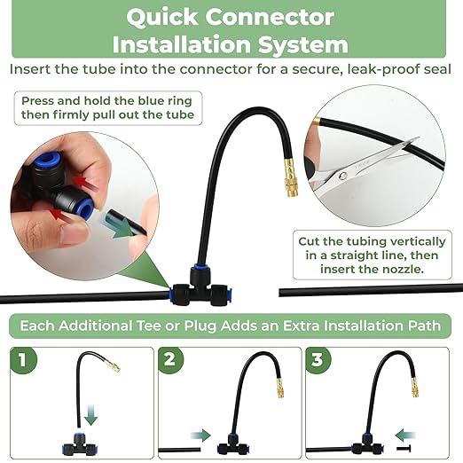 120FT Drip Irrigation System for Garden: Quick Connect PE Tubing Automatic Water Sprinkler Kit Adjustable Misting Part 1/4" Watering Hose for Outdoor Raised Bed Plants Flower Yard Greenhouse