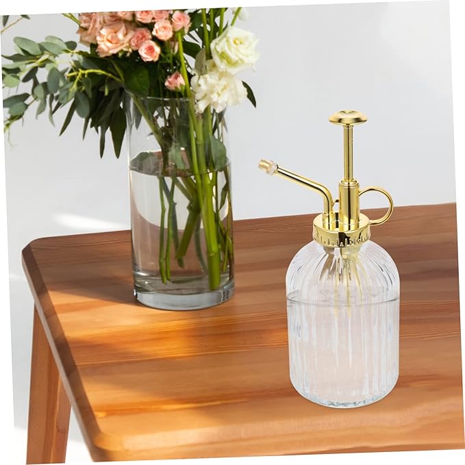KESYOO Vintage Glass Plant Mister Spray Bottle Elegant Watering Can for Indoor Plants Succulents Flowers Retro Design with Transparent Finish Head