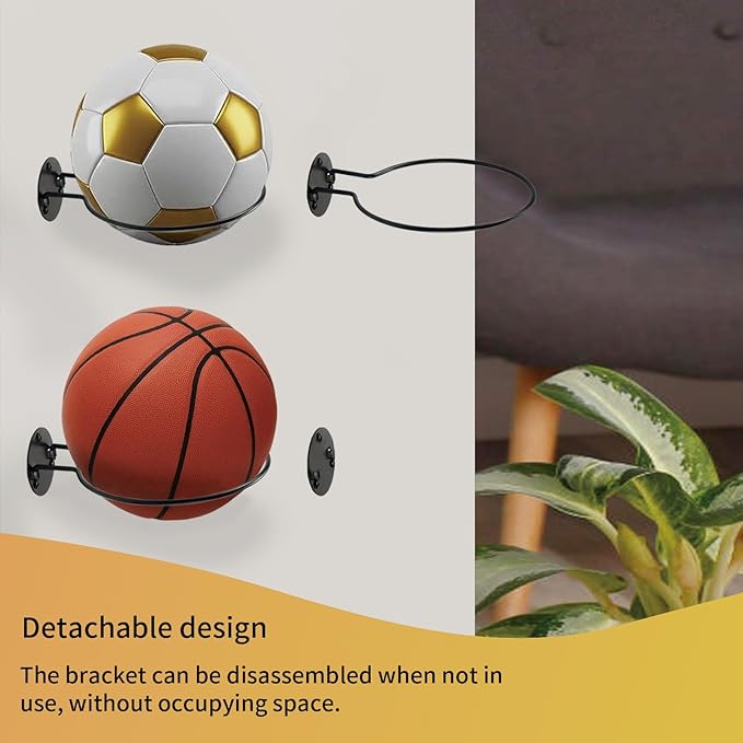 Wall Mount Round Holder - Hanging Planter for Indoor Plants & Display Stand for Basketball Football Sports Ball, Decorative Shelf for Room, Teen Boys Men Bedroom Wall Decor (1)