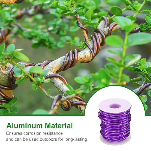 HARFINGTON Bonsai Wire Anodized Aluminum Training Wire Roll 3mm/9 Gauge 33ft Length Bendable Bonsai Tree Wire for Garden, Horticulture, Landscape, Planting, Dark Purple