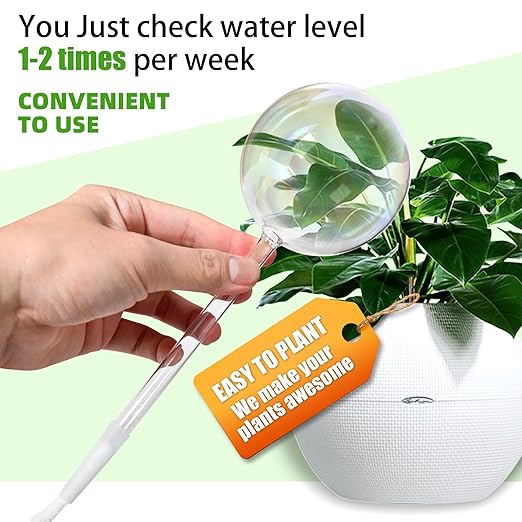13oz Self Watering Globes (4 Pack),Large Glass Plant Water Bulbs for Vacation, Automatic Drip Irrigation,Iridescent Rainbow Watering Stakes for Indoor & Outdoor Plants (Up to 2 Weeks Hydration)