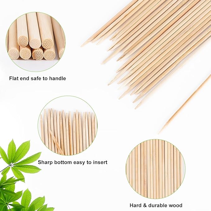 PERSZEN Plant Stakes 50 PCS Garden Bamboo Sticks Plant Support Stakes for Indoor and Outdoor Plants, Wooden Sign Posting Flower Pot Garden Stakes(15" 25pcs+17" 25pcs)