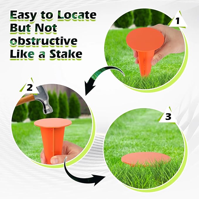 6 Pack Low Profile Survey Stakes Brass Heavy Duty Survey Markers Stakes Low Profile Survey Markers Property Line Markers Property Markers for Property Line Ground Septic Tank Markers