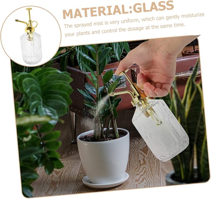 POPETPOP Glass Plant Mister Spray Bottle Continuously Mist Spray Retro Vintage Design for Plants