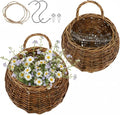 DOITOOL 2PCS Woven Hanging Wall Basket Rattan Wall Planter, Wicker Handmade Baskets Rustic Flower Pots Plant Containers for Garden Home Storage Flowers Hanging Planters