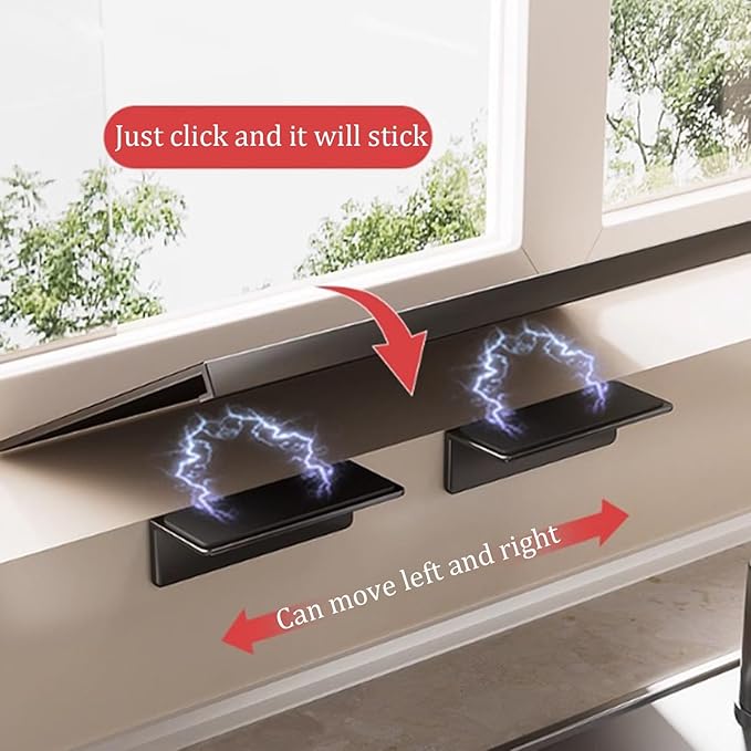 AWSAD Window Sill Extender 24x10in Countertop Extension Board with Magnetic Base Carbon Steel Ledge Plant Shelf for Kitchen, Bathroom (Black, 23.6x9.8in)