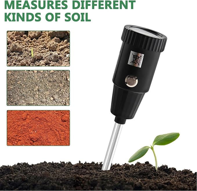 2 in 1 Soil PH Meter Soil Moisture Sensor Meter Soil PH Tester Soil Test Kit Gardening Tool for Indoor Outdoor Plant Garden Lawn Farm Waterproof Metal Electrode 295mm Long