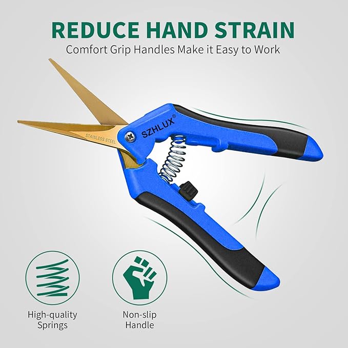 SZHLUX 6.5 Inch Gardening Scissors Hand Pruner Pruning Shears (1, Blue)