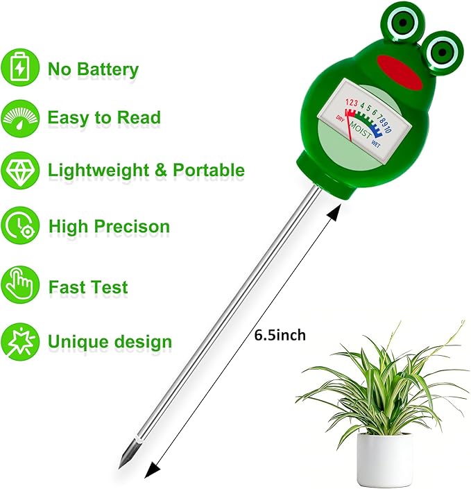 Soil Moisture Meter for House Plants, Hygrometer Moisture Sensor Soil Test Kit, Plant Water Meter for Farm, Lawn Indoor & Outdoor Use, Gardening Gifts for Plant Care, No Battery Needed(Green)