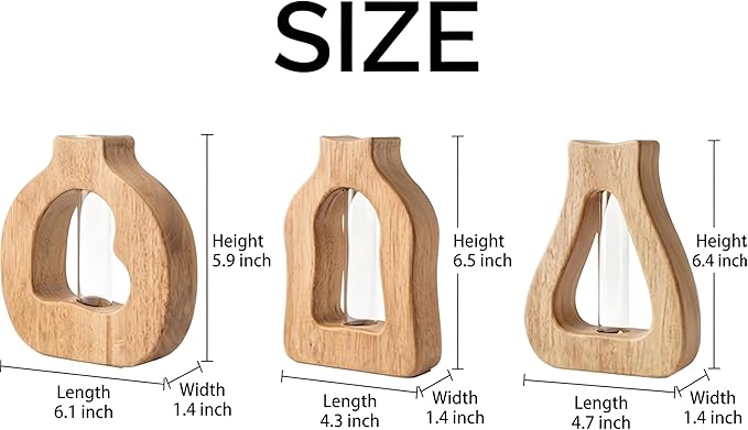 Plant Propagation Station Hanging Stand with Glass Vases for Plants Wall Hanging Wood Stand Indoor Levitating Plant Pot Air Holder Window Boxes for Decor Flowers Holder Test Tubes