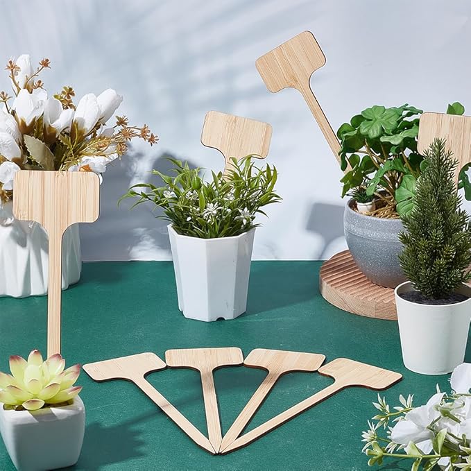 80 Pcs Bamboo Plant Labels, 7 Inch Tall Wood Plant Labels Garden Plants Name Tag Markers for Seed Potted Herbs Flowers Vegetables Indoor Outdoor Use