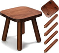 Wooden Step Stools, Plant Stools, Small Wooden Stools with Four Detachable and Assembled Legs, Offering Good Balance (Sandalwood Color)