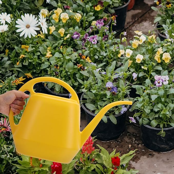 FRCOLOR Long Spout Watering Can 2l Yellow Gardening Flower Watering Pot Succulents Indoor Outdoor Plants Sprinkler Kettle