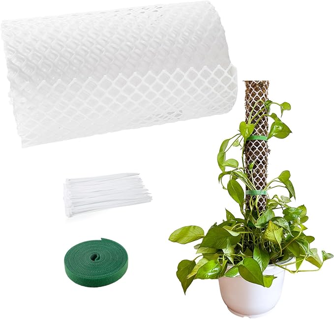 Plastic Moss Poles mesh kit,Plant Poles for Climbing Plants,Plastic Moss Pole Sheets with Different Height,Plant Stakes for Indoor,11.8in×10.8ft Plastic mesh Stackable Works with Sphagnum Moss