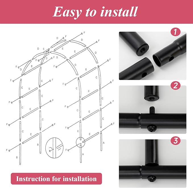 Thickened 0.7mm Tube Garden Arch Trellis - 4.6ft Wide x 7.9ft High or 7.6ft Wide x 6.4ft High - Garden Trellis for Climbing Plants, Stable Garden Arbor, Birthday Party Wedding Arch Decoration