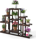 COSTWAY Wood Plant Stand, 6-Tier Shelf Holder for Multiple Plants, Freestanding Plant Rack for Garden, Patio, Balcony