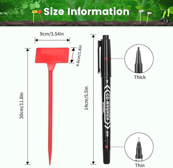 KINGLAKE GARDEN Outdoor Plastic Plant Labels 30 Pack 11.8 inch Outdoor Waterproof Sturdy Nursery Garden Markers, Plant Markers for Herbs, Flowers, Vegetable, Plant (Multicolored)