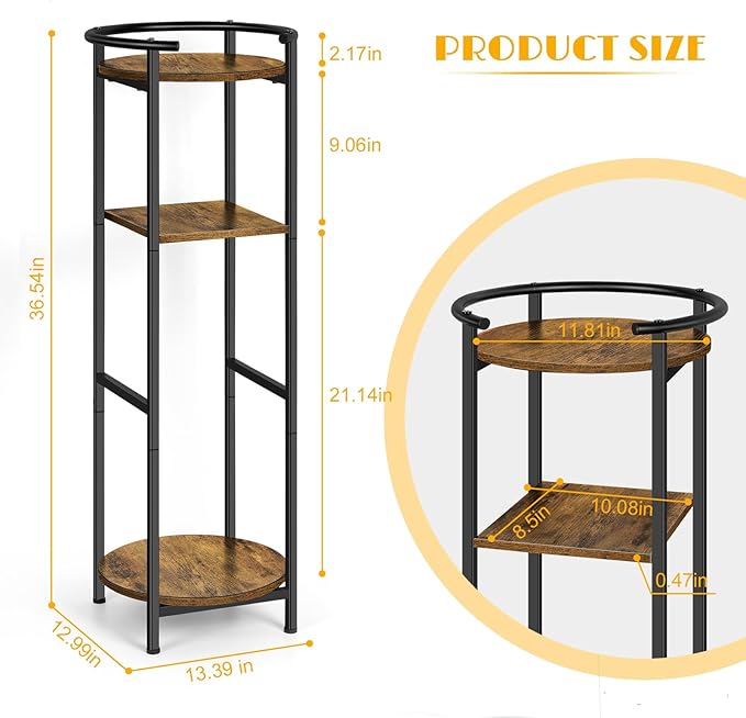 5 Gallon Water Dispenser Jug Stand 3-Tier Drink Beverage Dispenser Holder with Storage Shelf, 36.5'' Tall Water Stand for 1-5 Gallon Water Bottles/Crocks, Water Jug, Plants, Rustic Brown & Black