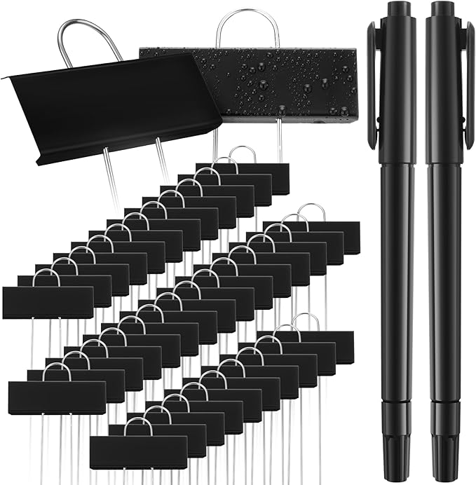 Maitys 62 Pcs Metal Plant Labels Garden Markers Outdoor Weatherproof 10.6 Inch Stainless Steel Nursery Tags Reusable Bulk with Pens for Flower Fruit Vegetable Seedling (Black Label with White Ink)