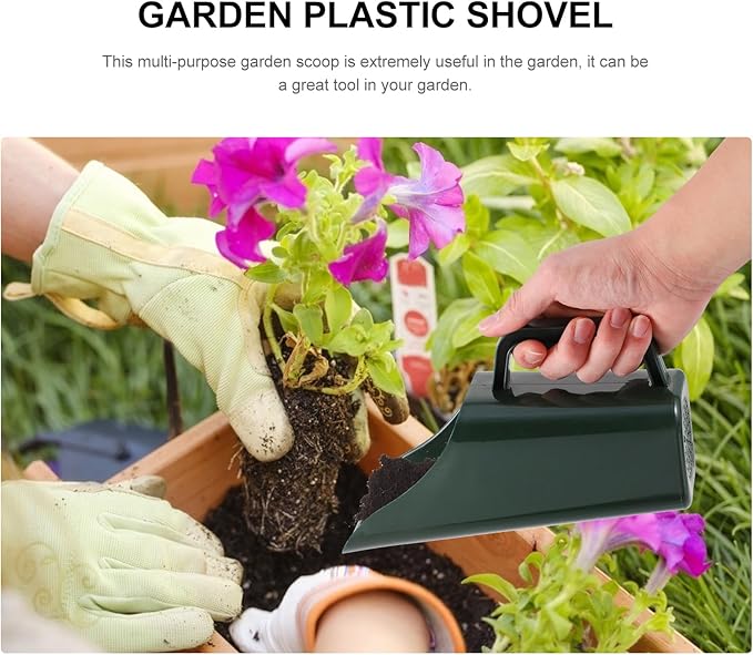 Kisangel Garden Soil Scoop Plastic Bucket Shovel 8.54 Inch for Planting Succulents Soil Sifting and Transplanting Tool