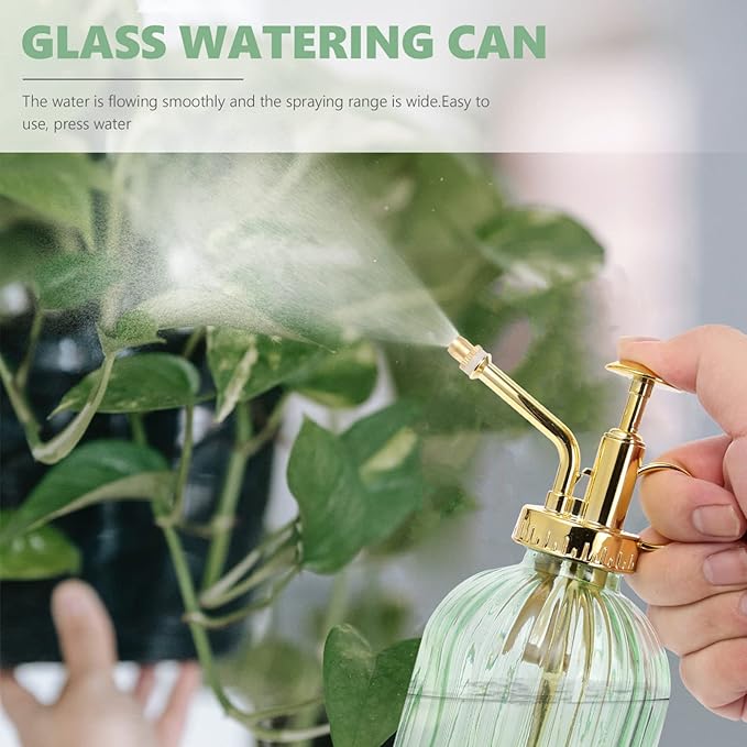 Yardwe Retro Glass Plant Mister 12Oz Spray Bottle Vintage Indoor Outdoor Watering can for Succulent Bonsai Plants Garden Use