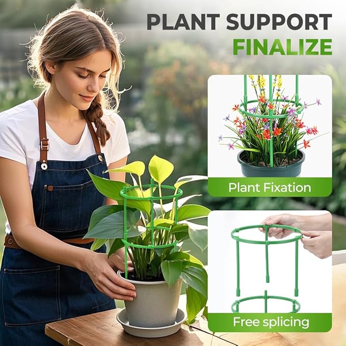 Plant Support Cage, Adjustable Height Garden Stakes for Tomato, Peony, Hydrangea, Snake Plant, Upgraded Thickened Half-Round Plant Supports for Indoor Outdoor Climbing Vegetables & Flowers (10)