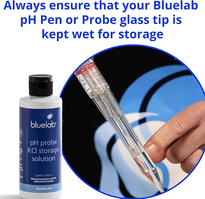 Bluelab KCl Storage Solution for pH Probes and Pens, for Maintaining, Hydrating, and Storing pH Meters, Made in the USA (120ml / 4.5 fl. oz)