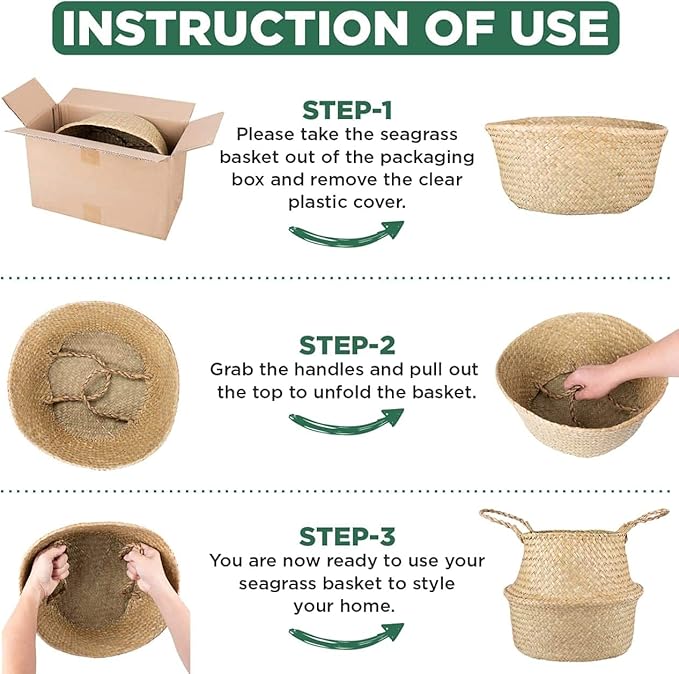 Blueming Home Olive Tree Basket – Wicker Seagrass Planter for Tall Indoor Fake Plants, Decorative Rattan Basket for Houseplants, Snake Plant, Monstera, 7-8 Inch Pots (Original, Medium)