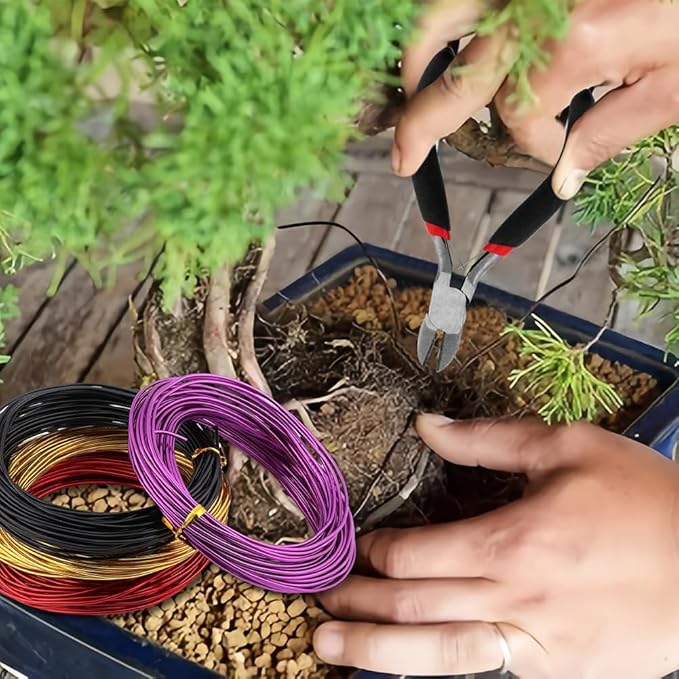 LOQJSS 4 Roll Bonsai Wire,Bonsai Training Wire with Wire Cutter,Anodized Aluminum Bonsai Training Wire,Bonsai Tree Wire Bonsai Wire Craft for Bonsai Trees Indoor Garden DIY Tools