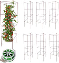 Thealyn Tomato Cages 6 Packs 46 Inch (H) Plant Stand with 164 Feet Twist Ties, Heavy Duty Garden Plants Support for Tomatoes, Cucumber, and Other Climbing Plants (Red)