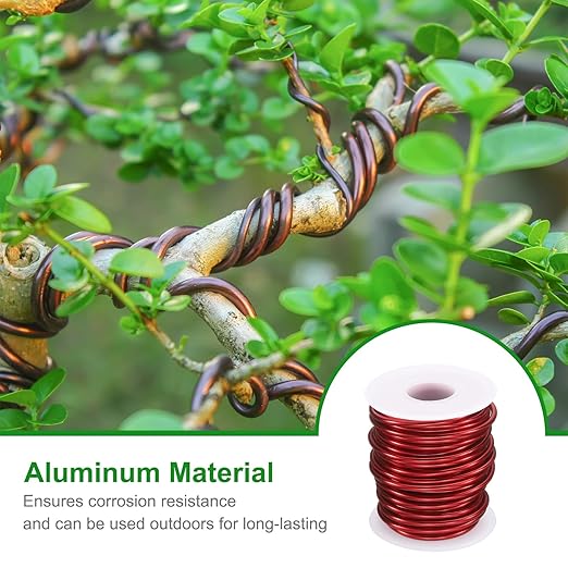 HARFINGTON Bonsai Wire Anodized Aluminum Training Wire Roll 3mm/9 Gauge 33ft Length Bendable Bonsai Tree Wire for Garden, Horticulture, Landscape, Planting, Red