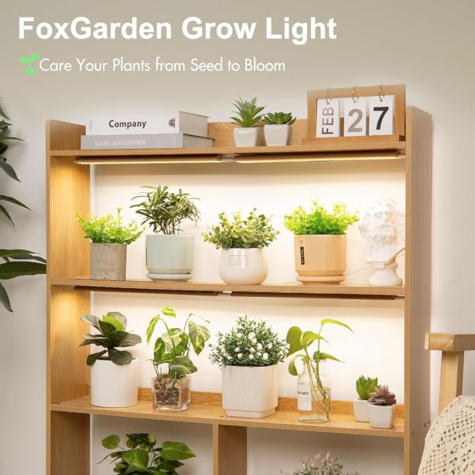 FOXGARDEN Grow Light, Bamboo Full Spectrum Plant Light Strip for Indoor Plants, 384 LED Bright Grow Lamp with Auto On/Off Timer 4/8/12H, 3 Switch Modes, 10 Dimmable Levels, 4 Strips with 1 Controller