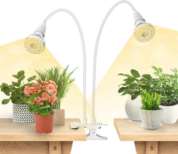Grow Lights for Indoor Plants, LED 20 W Full Spectrum Bulb Replaceable Plant Light, 300 W Equivalent Clip on Grow Light with Optical Lens for Indoor Growing, Lifetime Free Bulb Replacement