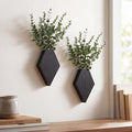 Chunful 2 Pcs Wooden Wall Planter Decor Hanging Fake Plants Greenery Flowers Holder Vase Boxes for Wall Bohemian Farmhouse Room Kitchen Office Indoor Decoration(Black,7.1 x 4.7 x 1.2 Inches)