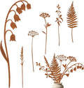 6 Pcs Metal Flowers for Outside, Decorative Garden Stakes with Rusted Finish, Outdoor Metal Yard Art Plant Stakes for Flower Bed Lawn Walkway Decor