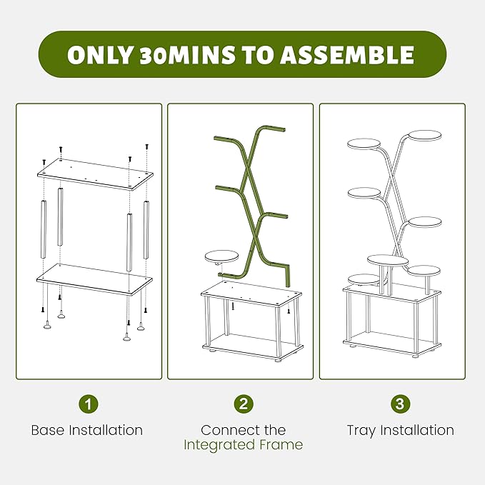 Tall Plant Stand, 9-Tier Tiered Indoor Plant Stand Multiple Shelves, Stable Plant Stand Indoor with Grow Lights for Home, Office, Balcony & Patio