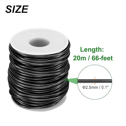 HARFINGTON Bonsai Wire Anodized Aluminum Training Wire Roll 2.5mm/10 Gauge 66ft Length Bendable Bonsai Tree Wire for Garden, Horticulture, Landscape, Planting, Black