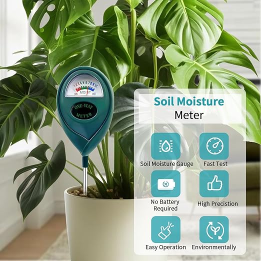 Green Soil Moisture Meter, Soil Tester, Moisture Meter Plants, Soil Moisture Tester, Soil Water Tester for Plants, Plant Moisture Monitor, No Battery Needed