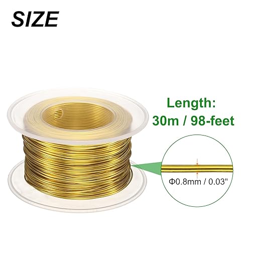 HARFINGTON Bonsai Wire Anodized Aluminum Training Wire Roll 0.8mm Gauge 98ft Length Bendable Bonsai Tree Wire for Garden, Horticulture, Landscape, Planting, Yellow