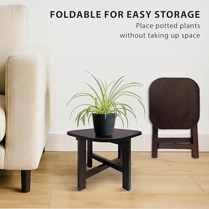 9.8 in Wooden Stool for Shower, Folding Square Footstools, Leg Shaving and Foot Rest, Folding Bamboo Shower Seat, Fully Assembled (S)