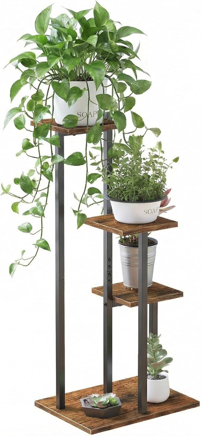3 Tier Plant Stand Indoor, Tiered Plant Stands for Indoor Plants Multiple, Corner Flower Stand for Living Room, Multi-Layer Vintage Design Plant Shelf