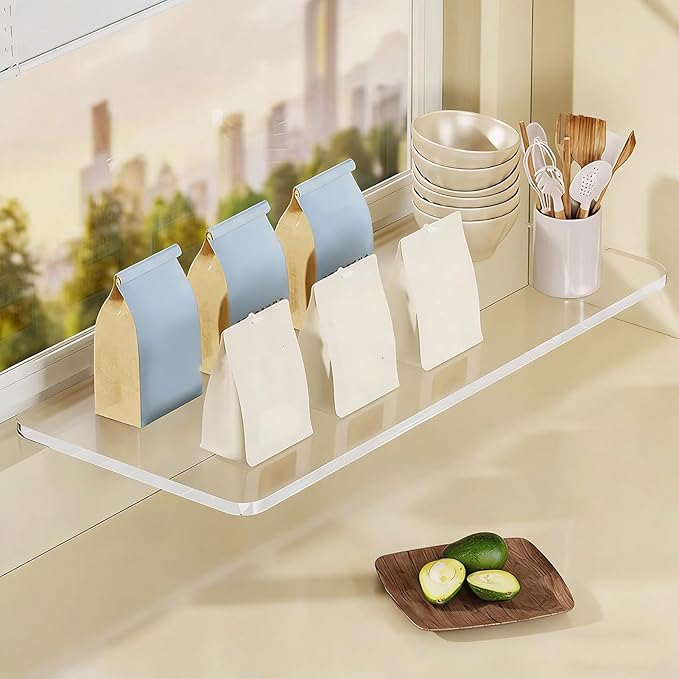 Transparent Acrylic Window Sill Extender Board, Replacement Window Sill Extension Plate Tableware Rack, No Drill Window Sill Ledge Plants Stand(45x25cm (17 3/4" x9 7/8"))