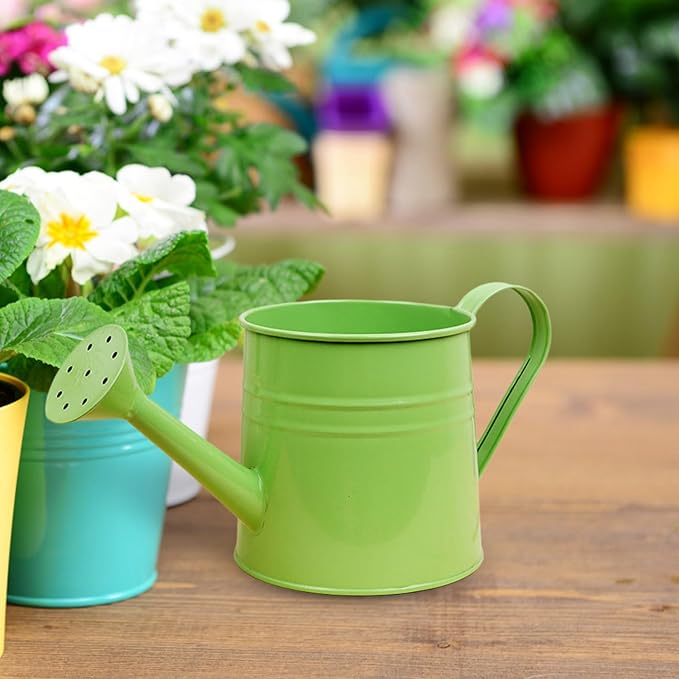1.6L Watering Can for Indoor Outdoor Plants, Modern Small Watering Cans, Metal Flower Watering Can, Long Spout Watering Can-Colorful Plant Waterer for Indoor Bonsai Plants Garden Flowers (Green)