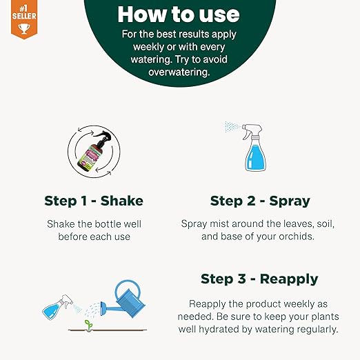 Gardenera Professional Orchid Spray Fertilizer Mist for Home Gardening | 3-1-2 Gentle Blend Mist for Healthy Leaves & Growth | Essential Nutrients for Orchids - 8oz