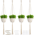 petonfun Macrame Plant Hangers Indoor Macrame,4 Pack Hanging Planter Holder for Window,Ceiling Crochet Handmade Boho Home Decor Set for Hanging Plants Basket Pot,Ivory