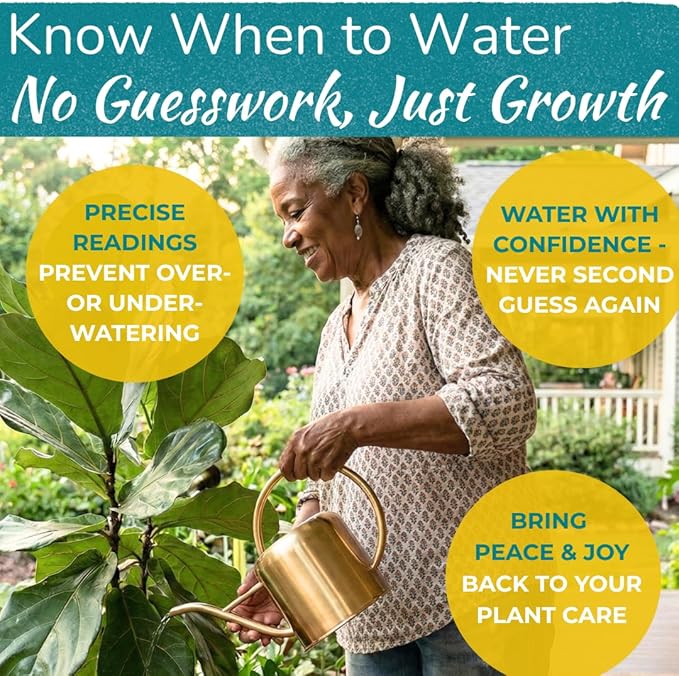 Houseplant Resource Center Fiddle Leaf Fig 3-in-1 Soil Moisture Meter for Plants – Best Indoor Plant Water Meter for Potted Houseplants - Light & Moisture Sensor Probe for Optimal Growth