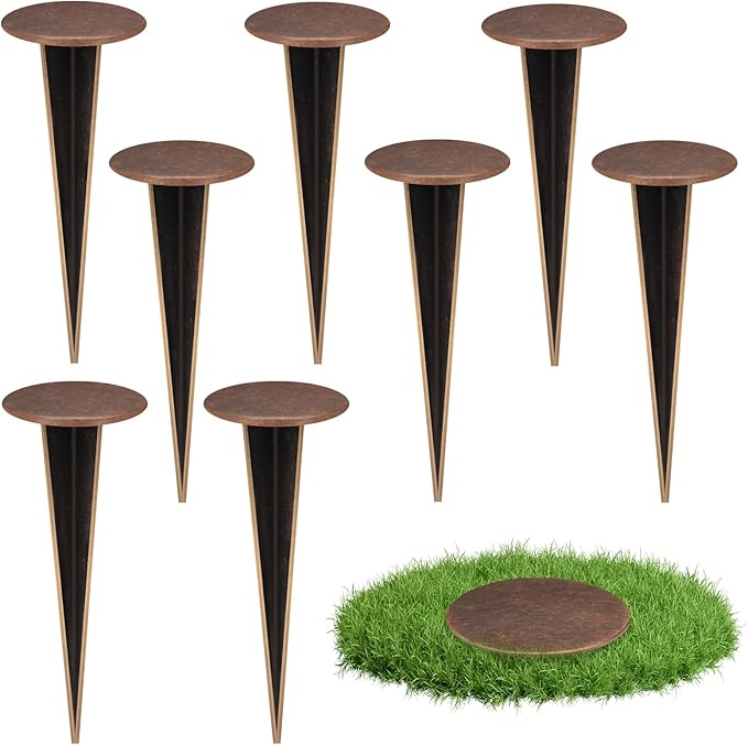 8 Pack Permanent Property Line Markers, 7x3 Inch Brass Boundary Markers for Property Land Survey Stakes Heavy Duty Survey Pin for Home Depot Septic Tank Yard Paver Ground Landscape Surveying
